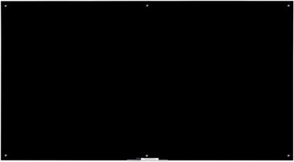 Black Glass Board Frameless Tempered Glass Dry Erase Board with Marker Tray for Interactive Office, Wall Mounted Frosted Glass Board, 60" x 40", Black