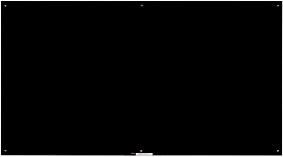 72" x 40" Black Glass Whiteboard | Frameless Magnetic Dry Erase Board with Marker Tray | Premium Frosted Glass Surface - Wall Mounted for Office, Conference Room & Home