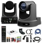 PTZOptics Move SE SDI/HDMI/USB/IP PTZ Camera with 30x Optical Zoom (Gray) (PT30X-SE-GY-G3) + Universal Wall Mount (Black) + Lens Cleaning Kit + HDMI Cable + Ethernet Cable + Color Wire Ties