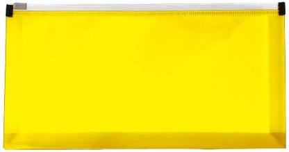 JAM PAPER Plastic Envelopes with Zip Closure - #10 Booklet Wallet - 4 1/8 x 9 1/2 - Yellow - 3/Pack