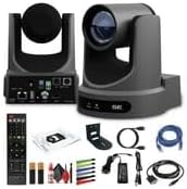 PTZOptics Move SE SDI/HDMI/USB/IP PTZ Camera with 20x Optical Zoom (Gray) (PT20X-SE-GY-G3) + Universal Wall Mount (Black) + Lens Cleaning Kit + HDMI Cable + Ethernet Cable + Color Wire Ties