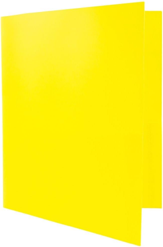 JAM PAPER Plastic 2 Pocket POP Folders - Durable School Folders - Yellow - Bulk 48/Pack