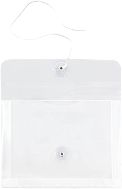 JAM PAPER Plastic Envelopes with Button & String Tie Closure - Index Size - 5 1/2 x 7 1/2 - Clear - 12/Pack