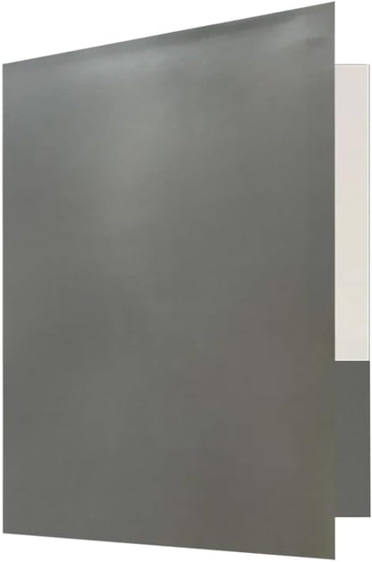 JAM PAPER Custom Printed Semi-Gloss Folders with Round Corner Pockets - Personalized Logo & Text - 12pt C1S - Grey - 100/Pack