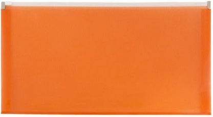 JAM PAPER Plastic Envelopes with Zip Closure - #10 Booklet Wallet - 5 x 10 - Orange - 3/pack