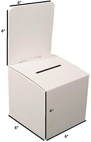Raffle Ticket Donation Collection Ballot Box Reusable Sturdy thick Cardboard with Slot comment Suggestion Box With Removable Header 6H x 6W x 6D, Display area 6H x 6W(Purple 5 pack)