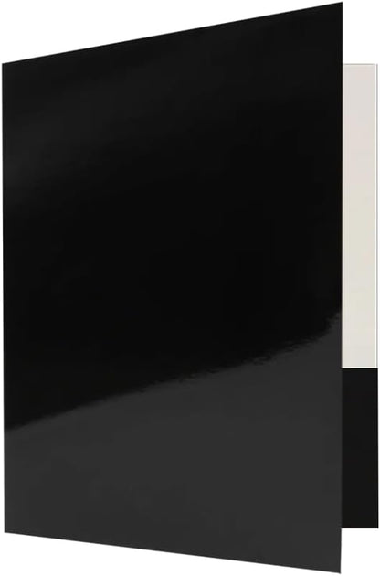 JAM PAPER Custom Printed Semi-Gloss Folders with Round Corner Pockets - Personalized Logo & Text - 10 pt C2S - Black - 250/Pack