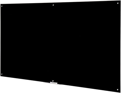 72" x 48" Black Extra Large Glass Whiteboard 6' x 4' Frameless Tempered Black Glass Dry Erase Board with Marker Tray for Interactive Office, Wall Mounted Frosted Glass Whiteboard