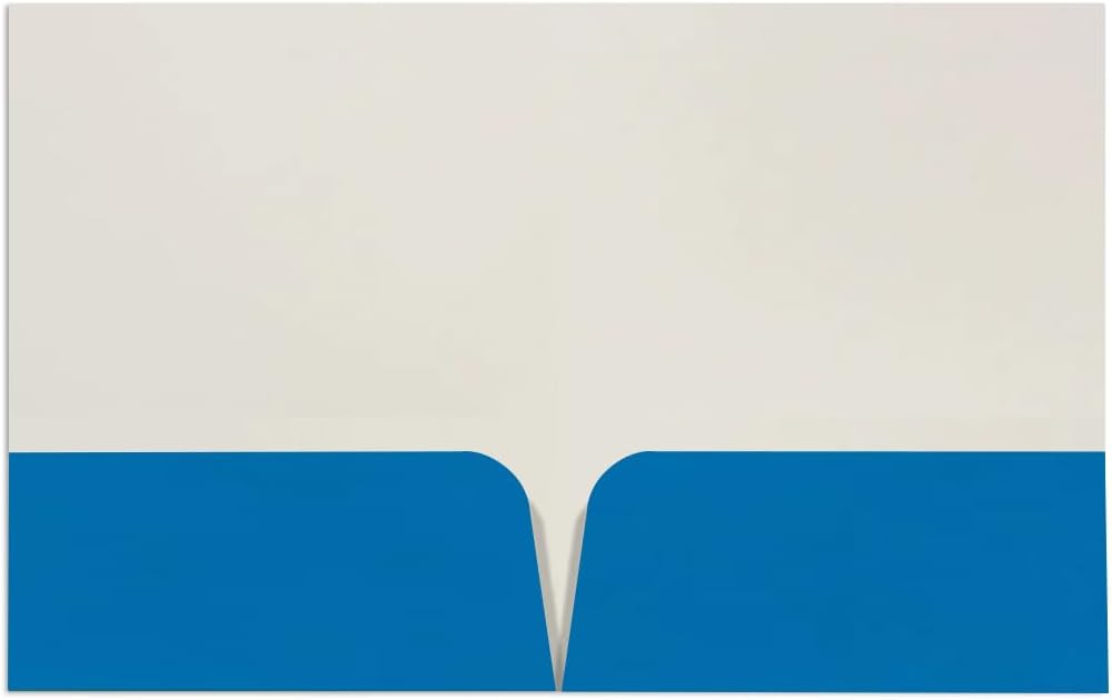 JAM PAPER Custom Printed Semi-Gloss Folders with Round Corner Pockets - Personalized Logo & Text - 12pt C1S - Blue - 100/Pack