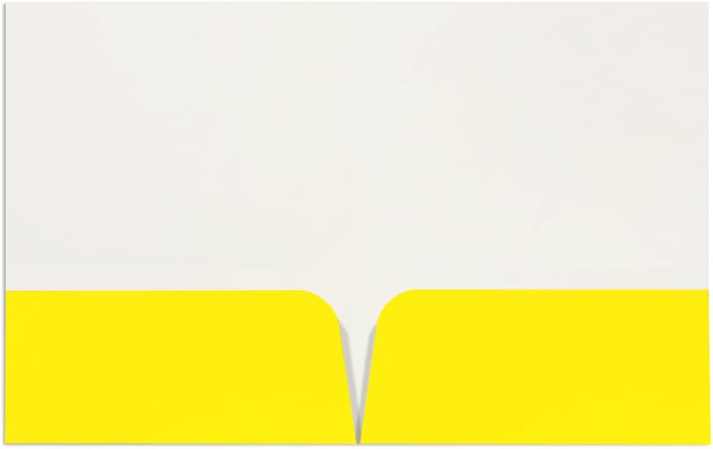 JAM PAPER Custom Printed Semi-Gloss Folders with Round Corner Pockets - Personalized Logo & Text - 10 pt C2S - Yellow - 100/Pack