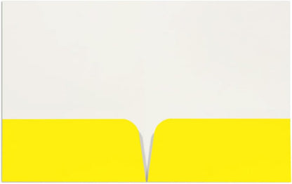 JAM PAPER Custom Printed Semi-Gloss Folders with Round Corner Pockets - Personalized Logo & Text - 10 pt C2S - Yellow - 100/Pack