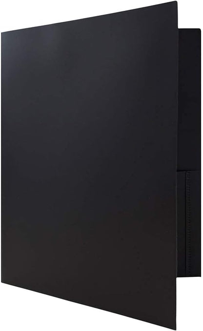 JAM PAPER Plastic 2 Pocket POP Folders - Durable School Folders - Black - 6/Pack