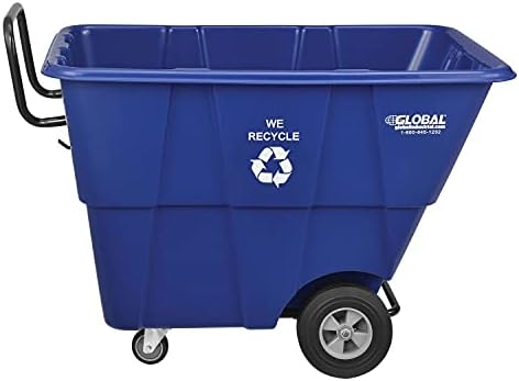 Global Industrial Standard Duty Plastic Recycling Tilt Truck 1/2 Cubic Yard Capacity 850 Lb. Capacity, Blue, Cart for Construction Commercial Industrial Transportation