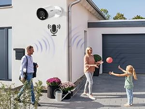 PoE Camera 4MP, Bullet Security Surveillance Camera, Outdoor Waterproof IP67, Smart Dual Light Color Night Vision, 2.8mm Lens Wide Angle 110°, Built-in Mic, Human&Vehicle, INB4FD49E (White)