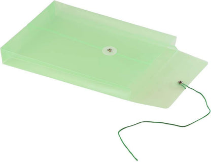 JAM PAPER Plastic Envelopes with Button & String Tie Closure - 6 1/4 x 9 1/4 - Green - 3/Pack