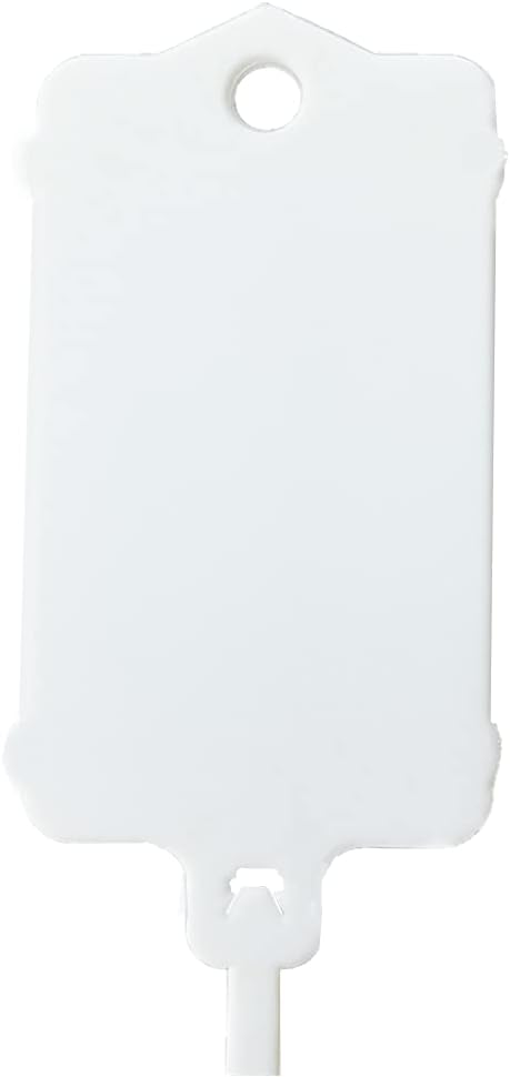 100pcs Reusable Blank Plastic Tags Ties Key Tags 1.45"*2.48" Serrated Tension Sealing Strap with Large Label Plastic Tie Mark Label Waterproof Hang Sign Write on Tag (White, 100pcs)