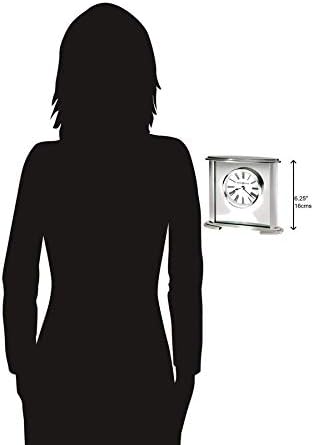 Howard Miller Glenmont Tabletop Alarm Clock – Metal Oval Glass Center, Brushed Silver Finish & Quiet Ticking Roman Numerals, Battery Operated Modern Desk Clock for Home or Office Décor