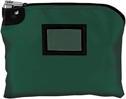 BankSupplies Laminated Nylon Locking Deposit Bags | Forest Green | 15W x 11H | Locking Courier Security Bank Cash Bag | Heavy-Duty Construction | Stores Coin, Currency, Checks & Documents