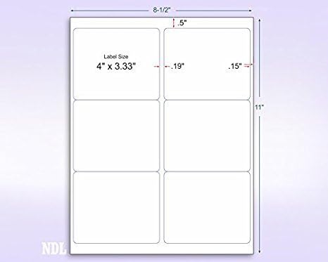 8-1/2 x 11 Neon Color High Light Fluorescent Labels for Laser & Inkjet Printer (Yellow Fluorescent, 4" x 3-1/3" - 6 Per Page | 600 Labels)