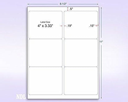 8-1/2 x 11 Neon Color High Light Fluorescent Labels for Laser & Inkjet Printer (Pink Fluorescent, 4" x 3-1/3" - 6 Per Page | 600 Labels)