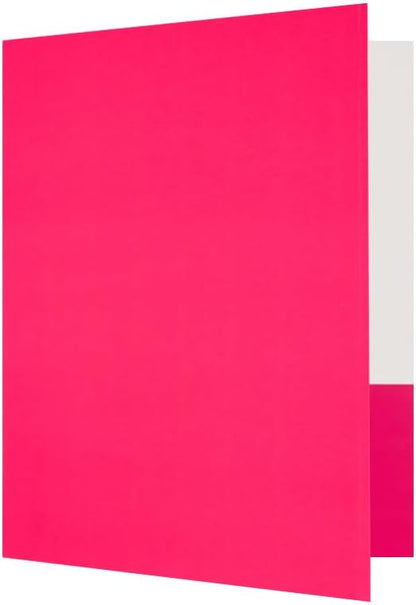 JAM PAPER Custom Printed Semi-Gloss Folders with Round Corner Pockets - Personalized Logo & Text - 10 pt C2S - Pink - 250/Pack