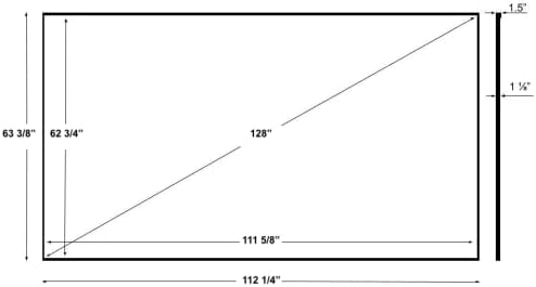 Silver Ticket Products S7 Series 6 Piece Thin Bezel Home Theater Fixed Frame 4K/8K Ultra HD, HDTV, HDR & Active 3D Projection Screen, 16:9 Format, 128" Diagonal, Grey Material S7-169128-G