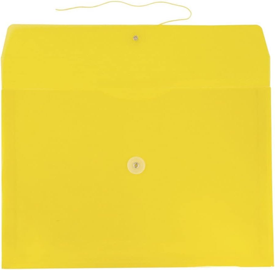 JAM Paper Plastic Envelope with Button and String Tie Closure - Legal Booklet - 9 3/4" x 14 1/2" x 1 1/4"- Assorted Primary Colors - 6/pack