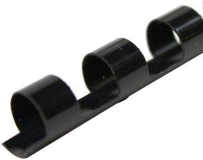 Plastic Comb Binding Spines, 1/4 Inch Diameter, Black, 20 Sheets, 100 Pack 13014