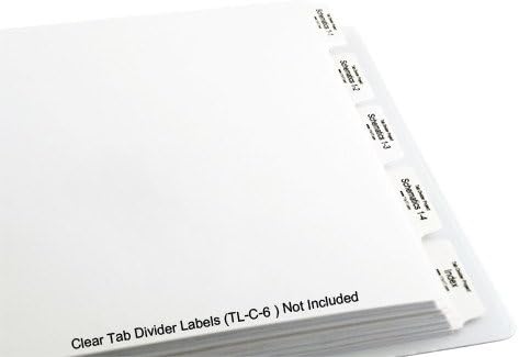 11x17 White 5 Tabbed Dividers with No Holes (50 per Package)