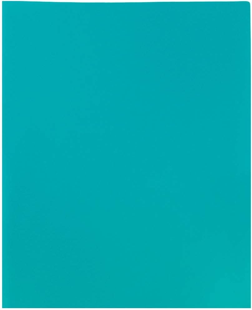 JAM PAPER Plastic 2 Pocket POP Folders - Durable School Folders - Teal Blue - 6/Pack