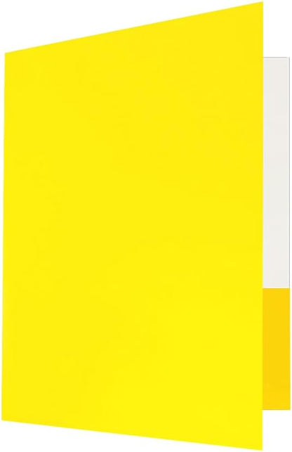 JAM PAPER Custom Printed Semi-Gloss Folders with Round Corner Pockets - Personalized Logo & Text - 10 pt C2S - Yellow - 100/Pack