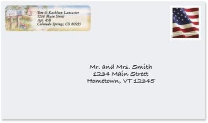 Colorful Images American Countryside Rolled Personalized Return Address Mailing Labels with Dispenser, Customize with Name & Shipping Address, 500 ¾” x 2½” Self Adhesive, Easy Peel Label Roll