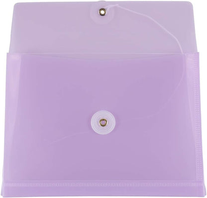 JAM PAPER Plastic Envelopes with Button & String Tie Closure - Index Size - 5 1/2 x 7 1/2 - Lilac Purple - 12/Pack