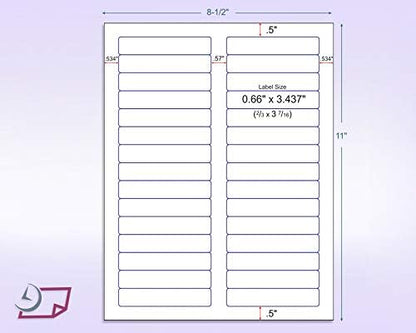 8-1/2 x 11" Neon Color High Light Fluorescent Labels for Laser & Inkjet Printer (Pink Fluorescent, 2/3" x 3-7/16" - 30 Per Page | 3000 Labels)