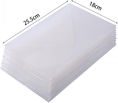 10 Pack 10x7 inch Large Stamps and Dies Storage Pockets Sturdy Plastic Storage Reusable Envelopes Clear Plastic Folders for Cutting Dies Stencil Embossing Crafts Paper Card Craft Organizer Holder