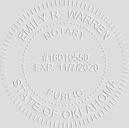 MaxMark Notary Seal Round Pink Embosser for Oklahoma State - Includes Gold Burst Seal Labels (50 Count)