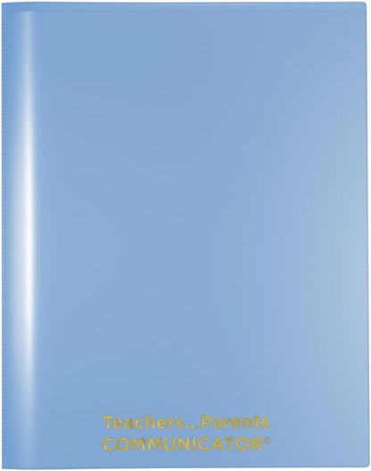 Nicky's Folders® English Communicator, Parent-Teacher Folder, Patented Tear-Resistant Flexible Plastic 2 Inside Pockets, 2 Exterior Sleeves, Letter Size Paper, Single Color(24 Pack) (Powder Blue)