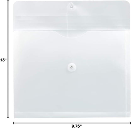 JAM PAPER Plastic Envelopes with Button & String Tie Closure - Letter Booklet - 9 3/4 x 13 - White - 12/Pack