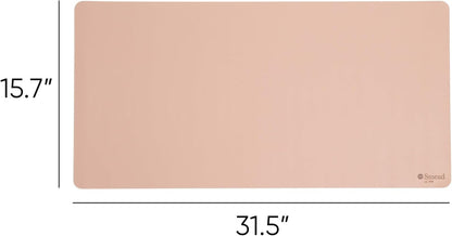 Smead Desk Pad, Vegan Leather Desk Mat with Non-Slip Faux Suede Backing, Perfect Desk Organizer for Office Decor, 31.5” x 15.7” Medium, Dusty Rose (64834)