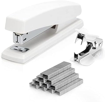 Deli Stapler, Desktop Stapler, Office Stapler, 25 Sheet Capacity, Includes 1000 Staples and Staple Remover, White