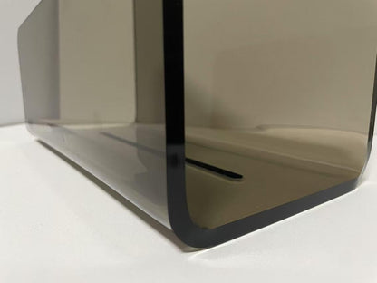 Magazine Holder, Brown Clear Acrylic with Stainless Steel Handle, Tabletop Display Stand