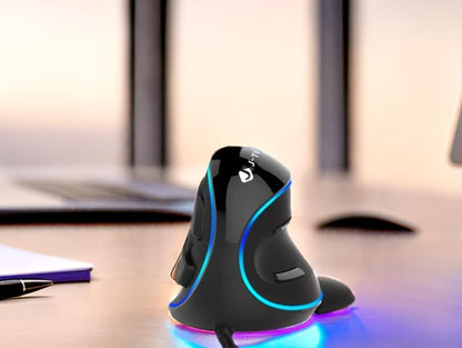 J-Tech Digital Wired Ergonomic Vertical USB Mouse with Adjustable Sensitivity (600/1000/1600 DPI), Scroll Endurance, Removable Palm Rest & Thumb Buttons [V628]