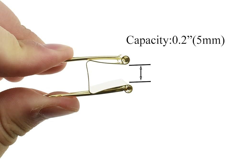 HAHIYO Binder Clips Paper Clamps Spring Steel Sturdy Small 0.75 inches Width 0.2 Inch Capacity No Sharp Edges Heavy Duty Tight Grip Reusable Gold Metal Bright Finish for Home Office School 30 Pack