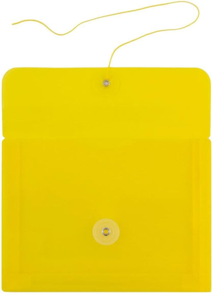 JAM PAPER Plastic Envelopes with Button & String Tie Closure - Index Size - 5 1/2 x 7 1/2 - Yellow - 3/Pack