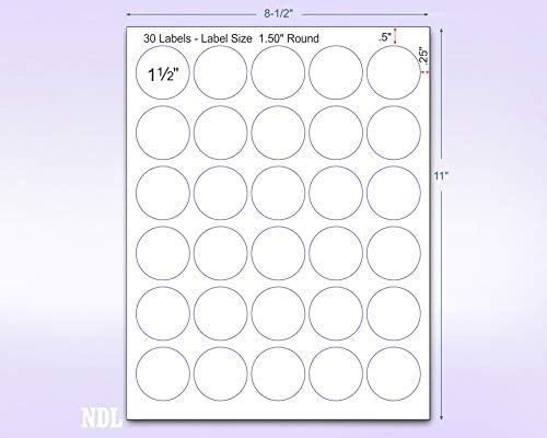 8-1/2 x 11" Neon Color High Light Fluorescent Labels for Laser & Inkjet Printer (ORANGE Fluorescent, 1.5" Round - 30 Per Page | 750 Labels)