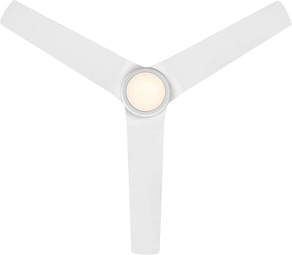 Mocha Indoor/Outdoor 3-Blade Smart Compatible Ceiling Fan 54in Matte White with 3000K LED Light Kit and Remote Control with Wall Cradle. Works with iOS/Android, Alexa, and Google Assistant.