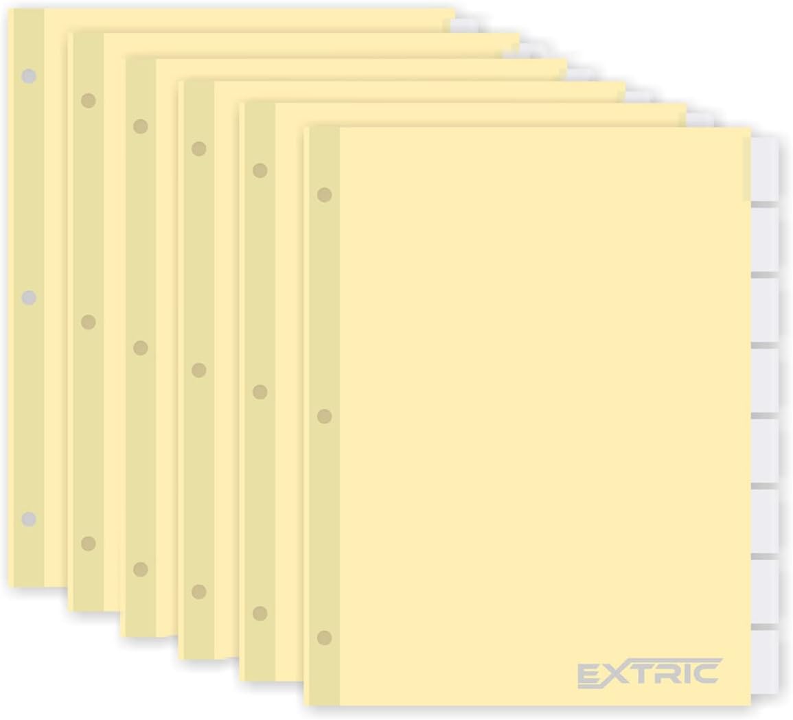 8-Tab Binder Dividers for 3 Ring Binder, Insertable Clear Big Tabs, Letter Size Paper Divider, 8.5 x 11 inch, 6 Sets (48 Dividers Total)