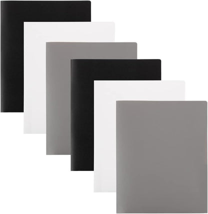 JAM PAPER Plastic 2 Pocket POP Folders - Durable School Folders - Assorted Business Colors - 6/Pack