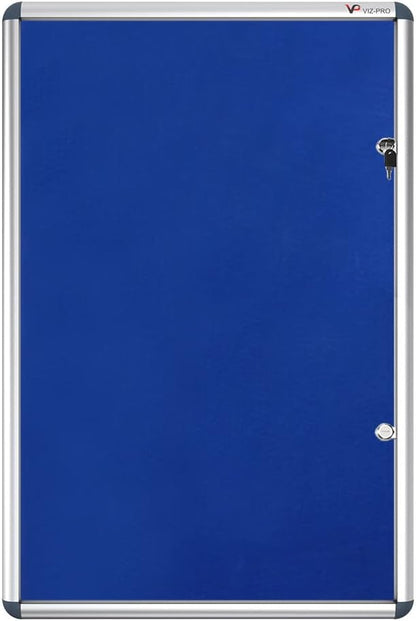 VIZ-PRO Tamperproof Lockable Noticeboard Class 1 Aluminium Framed 48x36 Inches