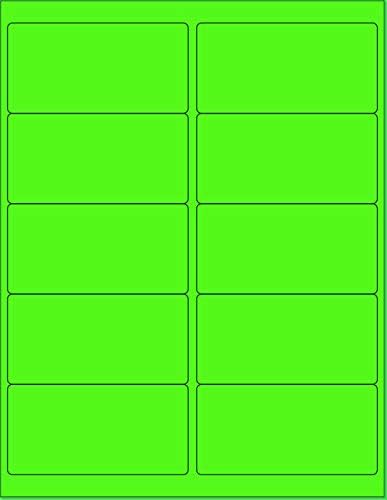 NextDayLabels - 8-1/2 x 11" Neon Color High Light Fluorescent Labels for Laser & Inkjet Printer (Green Fluorescent, 4 x 2" - 10 Per Page | 250 Labels)